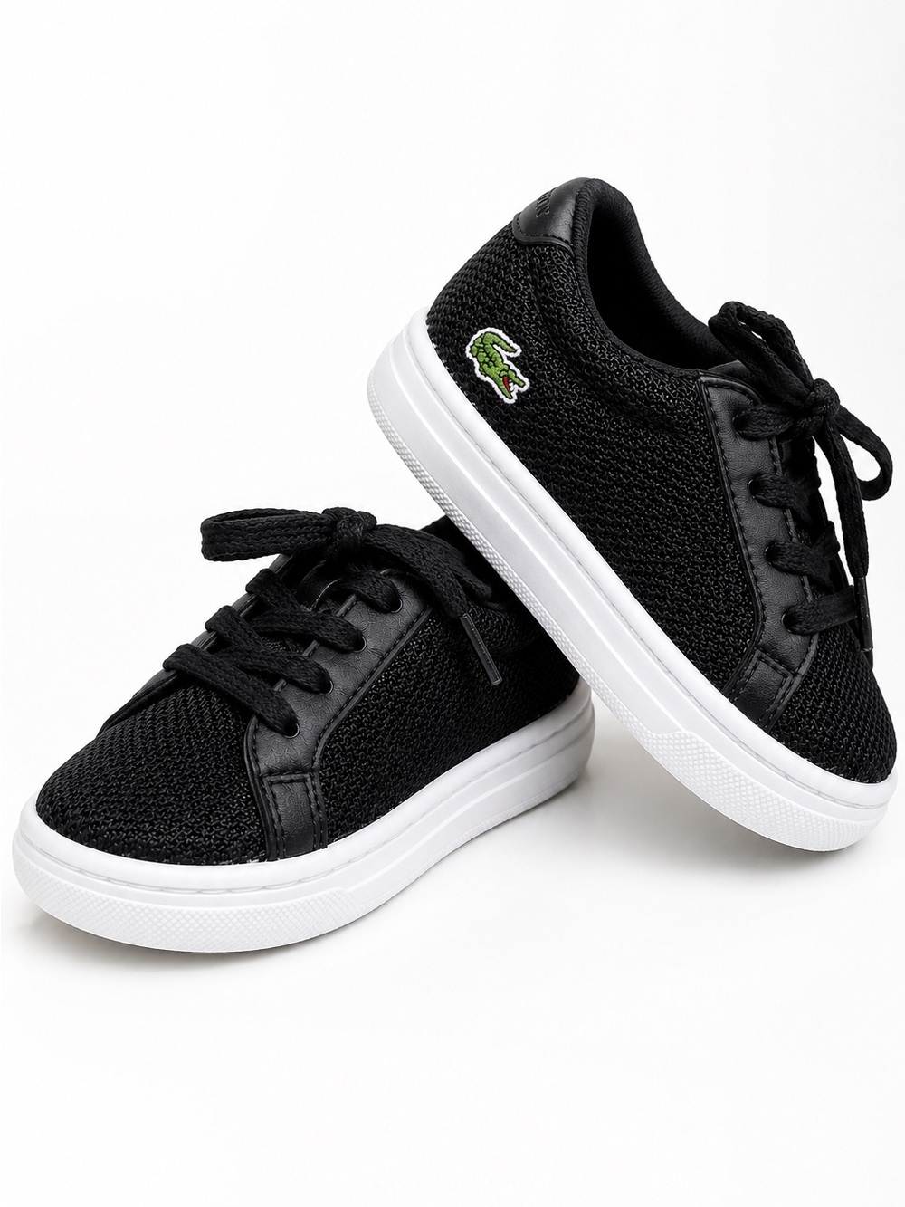 Lacoste Toddler Sneakers Size 5 Black Canvas Casual Shoes like new - Picture 1 of 12